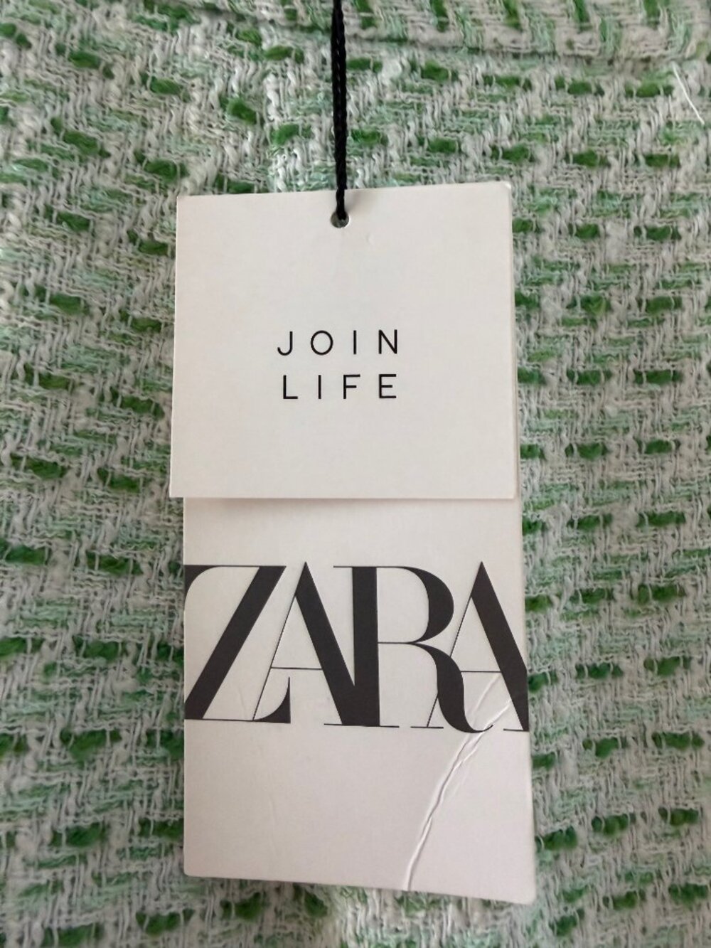 NWT Zara Green & White Tweed Pleated Mini Skirt - Size XS - Picture 6 of 10